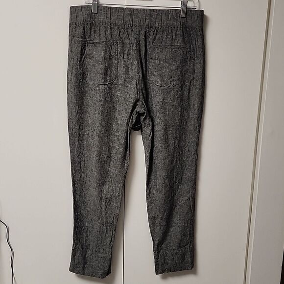 Van Heusen womens linen blend pants pull on comfort grey white tie sz 12 office - Picture 5 of 7